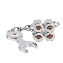 Load image into Gallery viewer, 4pcs Harley-Davidson Black Wheel Tire Valve Caps+Keychain by HARLEY-DAVIDSON
