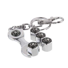Load image into Gallery viewer, 4pcs Acura Silver Wheel Tire Valve Caps Covers+Keychain
