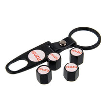 Load image into Gallery viewer, 4pcs Isuzu Red Logo Tire Valve Caps + Keychain
