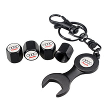 Load image into Gallery viewer, 4pcs Audi Logo Wheel Tire Valve Caps+Keychain

