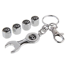 Load image into Gallery viewer, 4pcs Infiniti Logo Type2 Silver Wheel Tire Valve Caps+Keychain

