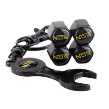 Load image into Gallery viewer, 4pcs NOS Black Wheel Tire Valve Caps+Keychain
