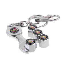 Load image into Gallery viewer, 4pcs Cadillac Logo Wheel Tire Valve Caps+Keychain
