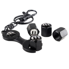 Load image into Gallery viewer, 4pcs Mopar Chrysler Black Wheel Tire Valve Caps+Keychain
