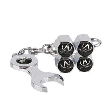 Load image into Gallery viewer, 4pcs Acura Silver Wheel Tire Valve Caps Covers+Keychain
