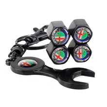 Load image into Gallery viewer, Alfa Romeo Type2 Black Wheel Tire Valve Caps+Keychain
